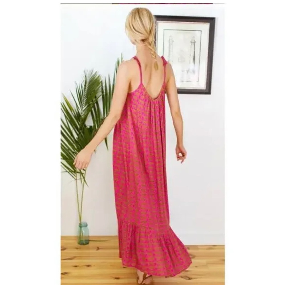 Emerson Fry India Pink Yarrow Cheetah Print Maxi Sundress Size M/L - Picture 4 of 8